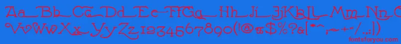 NathanAlternatese Font – Red Fonts on Blue Background