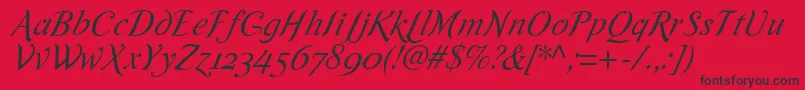 fuente RomandeadfscriptstdItalic – Fuentes Negras Sobre Fondo Rojo