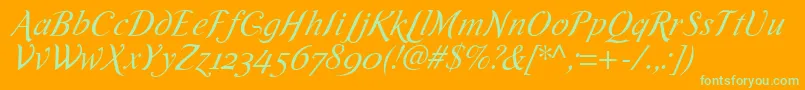 RomandeadfscriptstdItalic Font – Green Fonts on Orange Background