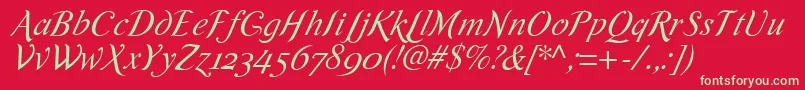 RomandeadfscriptstdItalic-Schriftart – Grüne Schriften auf rotem Hintergrund