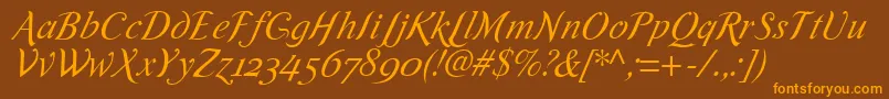 RomandeadfscriptstdItalic Font – Orange Fonts on Brown Background