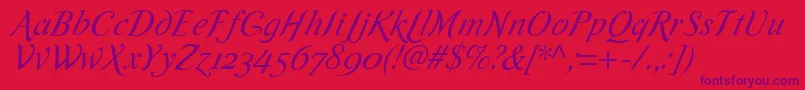 RomandeadfscriptstdItalic Font – Purple Fonts on Red Background