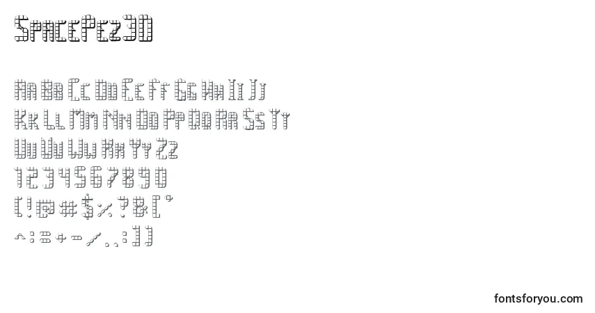 Czcionka SpacePez3D – alfabet, cyfry, specjalne znaki