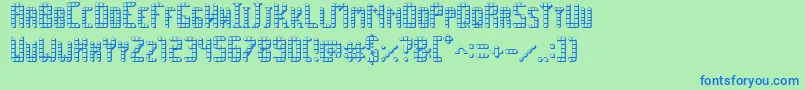 フォントSpacePez3D – 青い文字は緑の背景です。