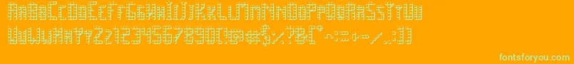 SpacePez3D-Schriftart – Grüne Schriften auf orangefarbenem Hintergrund