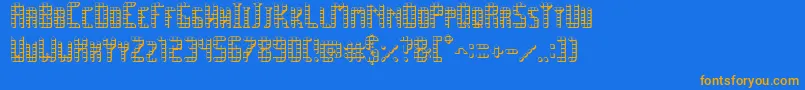 フォントSpacePez3D – オレンジ色の文字が青い背景にあります。
