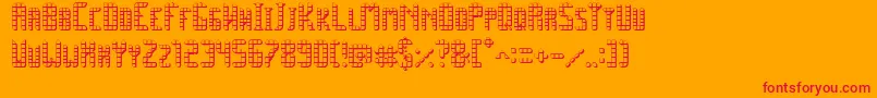 SpacePez3D-Schriftart – Rote Schriften auf orangefarbenem Hintergrund