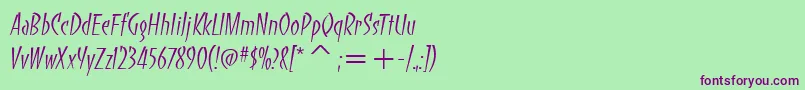 BancoItcLight Font – Purple Fonts on Green Background