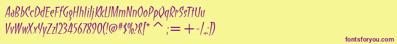 BancoItcLight Font – Purple Fonts on Yellow Background