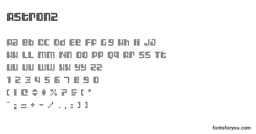 A fonte Astron2 – alfabeto, números, caracteres especiais