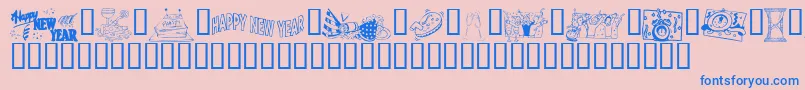 フォントKrWelcome2002Pt2 – ピンクの背景に青い文字