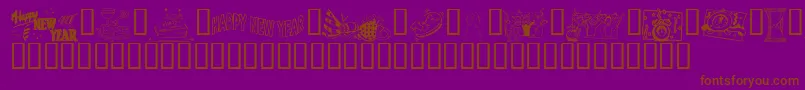 KrWelcome2002Pt2-Schriftart – Braune Schriften auf violettem Hintergrund