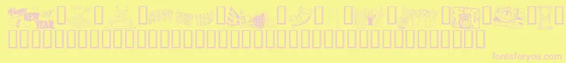 フォントKrWelcome2002Pt2 – ピンクのフォント、黄色の背景