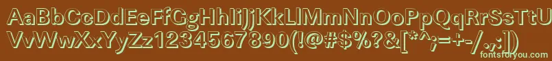 フォントLinearshBold – 緑色の文字が茶色の背景にあります。