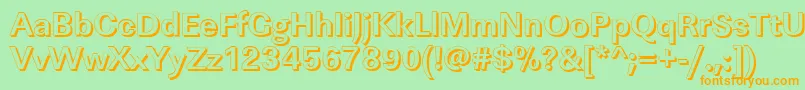 フォントLinearshBold – オレンジの文字が緑の背景にあります。