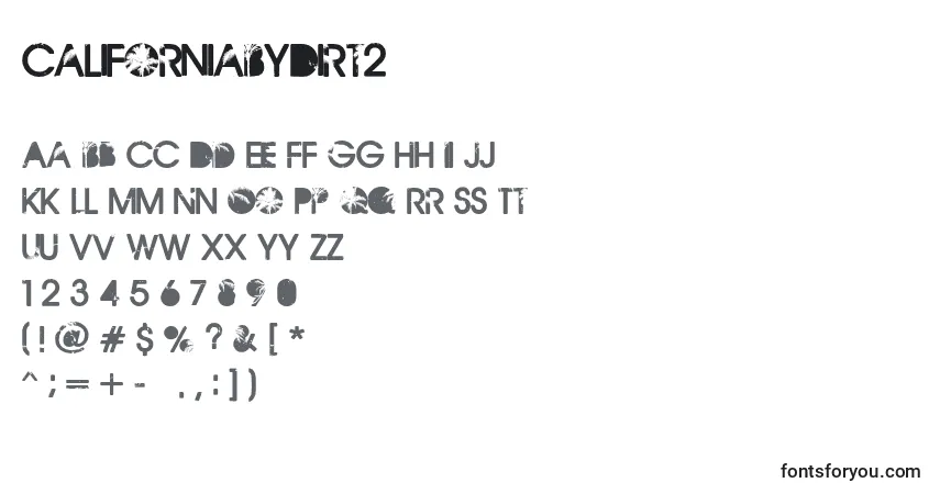 Schriftart CaliforniaByDirt2 (62283) – Alphabet, Zahlen, spezielle Symbole
