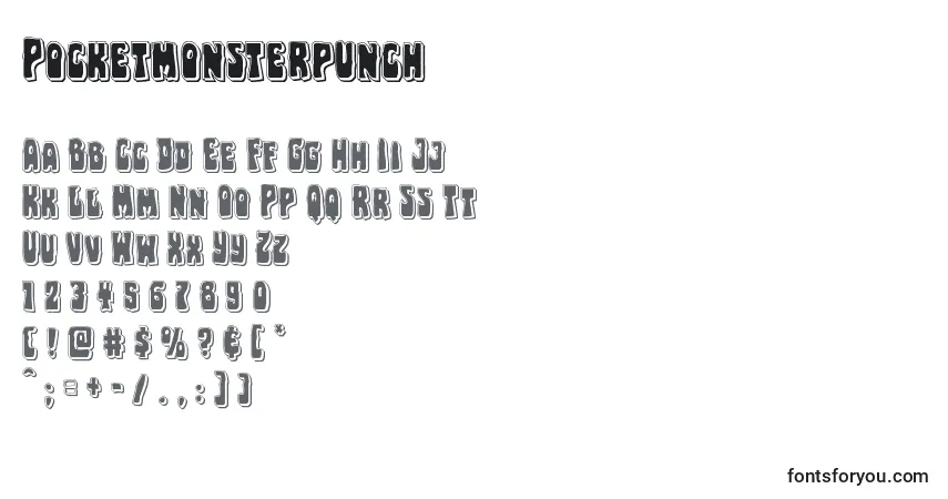 A fonte Pocketmonsterpunch – alfabeto, números, caracteres especiais