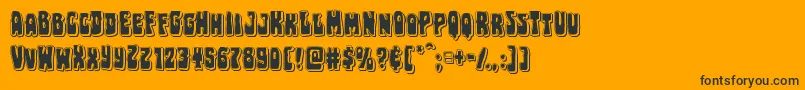 Pocketmonsterpunch-Schriftart – Schwarze Schriften auf orangefarbenem Hintergrund