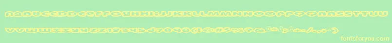 フォントSwinkyda – 黄色の文字が緑の背景にあります