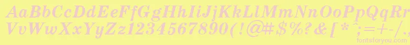 SchoolBoldItalic Font – Pink Fonts on Yellow Background