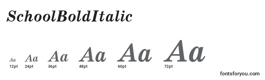 SchoolBoldItalic Font Sizes