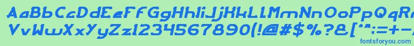 ArcadeItalic Font – Blue Fonts on Green Background