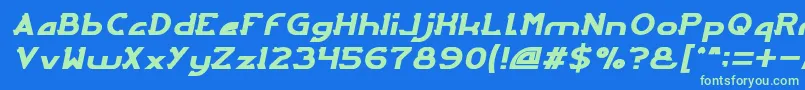 ArcadeItalic Font – Green Fonts on Blue Background