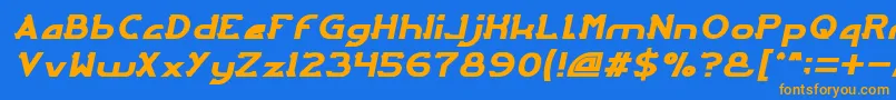 ArcadeItalic Font – Orange Fonts on Blue Background