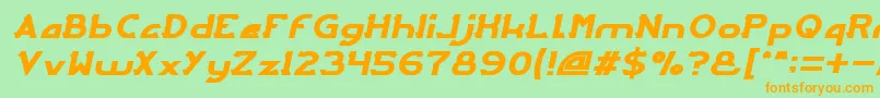 ArcadeItalic-fontti – oranssit fontit vihreällä taustalla