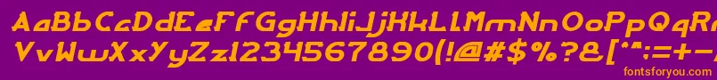 ArcadeItalic-Schriftart – Orangefarbene Schriften auf violettem Hintergrund