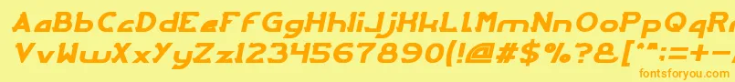 ArcadeItalic-fontti – oranssit fontit keltaisella taustalla