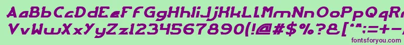 フォントArcadeItalic – 緑の背景に紫のフォント