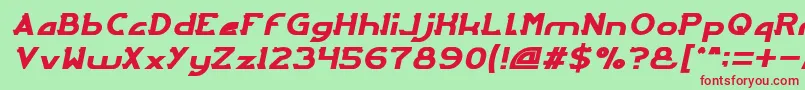 フォントArcadeItalic – 赤い文字の緑の背景