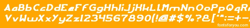 ArcadeItalic-fontti – valkoiset fontit oranssilla taustalla