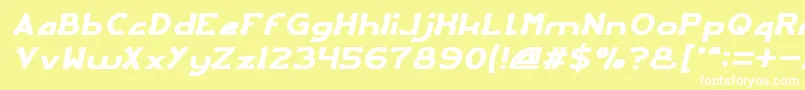 Шрифт ArcadeItalic – белые шрифты на жёлтом фоне
