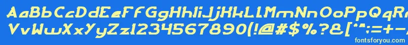 ArcadeItalic-fontti – keltaiset fontit sinisellä taustalla