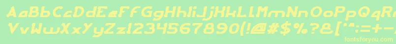 ArcadeItalic-fontti – keltaiset fontit vihreällä taustalla