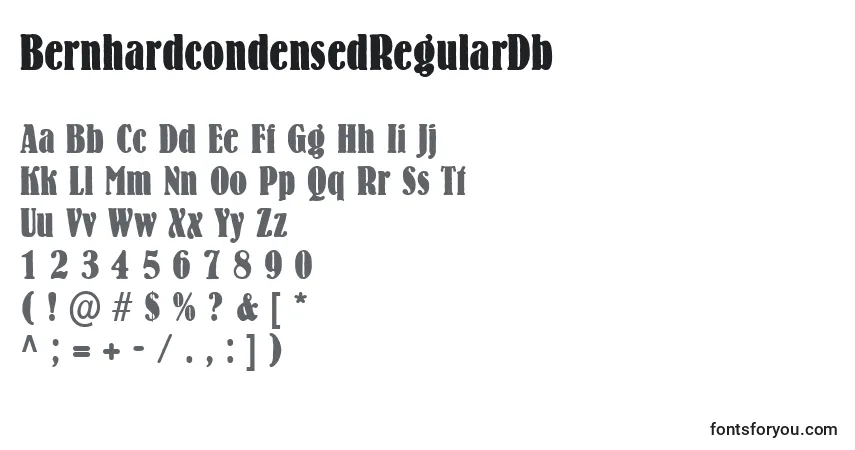 Czcionka BernhardcondensedRegularDb – alfabet, cyfry, specjalne znaki