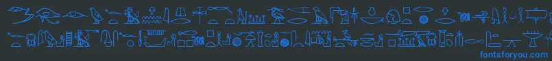 Yiroglyphics-fontti – siniset fontit mustalla taustalla