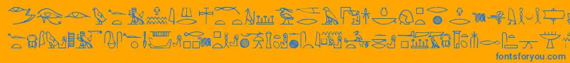 Lisätietoja Yiroglyphics-fontista Yiroglyphics-fontti – siniset fontit oranssilla taustalla
