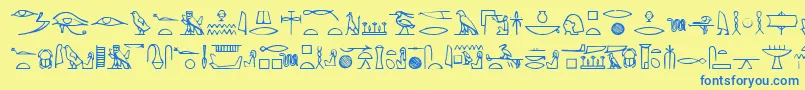Fonte Yiroglyphics – fontes azuis em um fundo amarelo