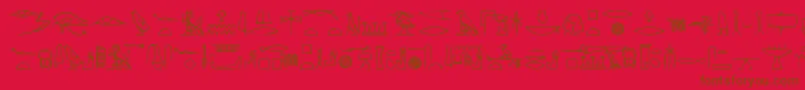 Yiroglyphics-Schriftart – Braune Schriften auf rotem Hintergrund
