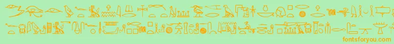 Yiroglyphics Font – Orange Fonts on Green Background
