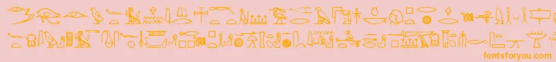 Saiba mais sobre a fonte Yiroglyphics Fonte Yiroglyphics – fontes laranjas em um fundo rosa
