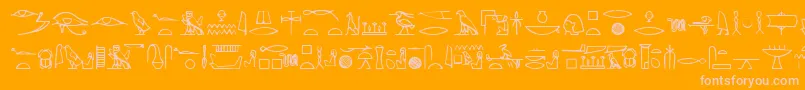 Saiba mais sobre a fonte Yiroglyphics Fonte Yiroglyphics – fontes rosa em um fundo laranja