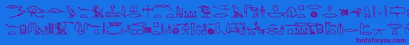 Czcionka Yiroglyphics – fioletowe czcionki na niebieskim tle