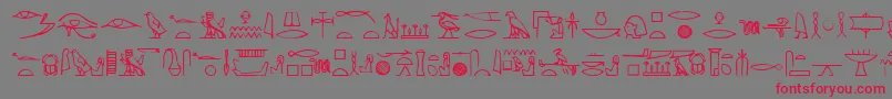 フォントYiroglyphics – 赤い文字の灰色の背景