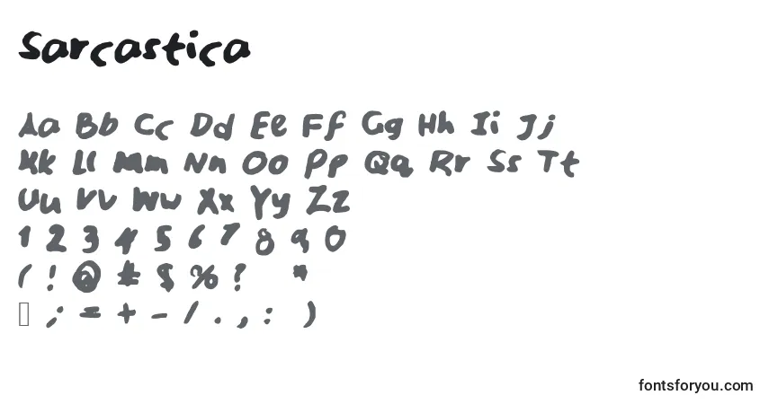 Schriftart Sarcastica – Alphabet, Zahlen, spezielle Symbole