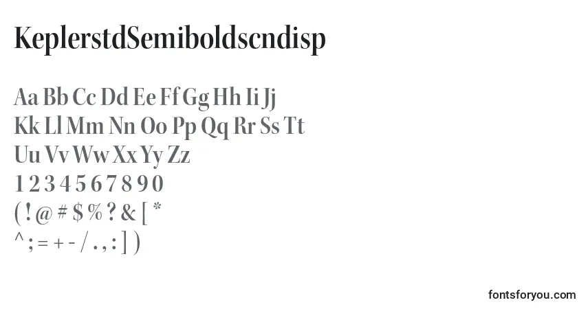 A fonte KeplerstdSemiboldscndisp – alfabeto, números, caracteres especiais