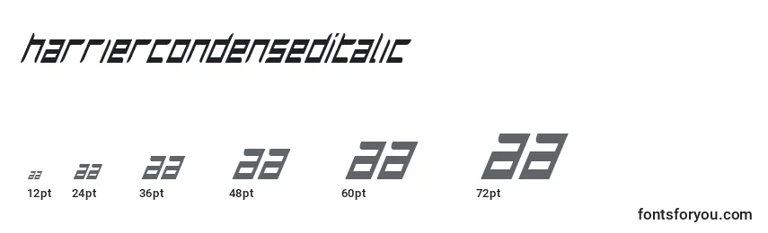 HarrierCondensedItalic Font Sizes
